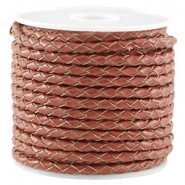 DQ leer rond gevlochten 3mm Dark copper brown